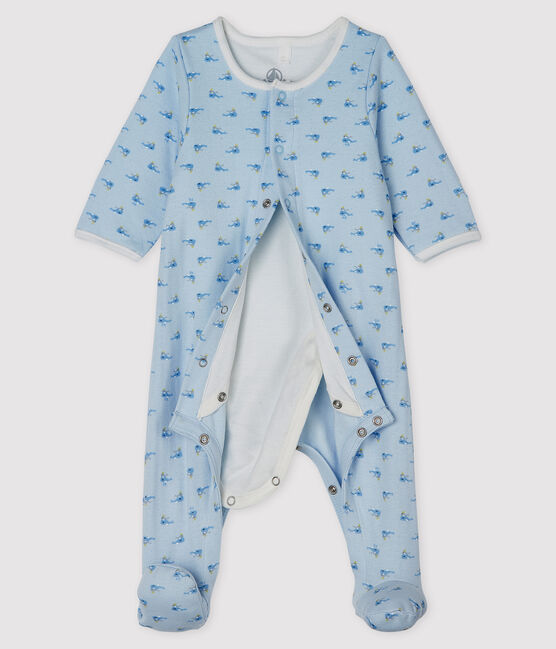Bodyjama bébé en tubique bleu FRAICHEUR/blanc MULTICO