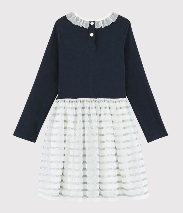 Robe manches longues enfant fille bleu/multicouleur