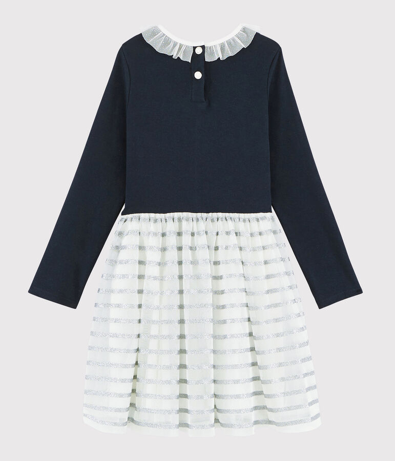 Robe manches longues enfant fille bleu SMOKING/blanc MULTICO