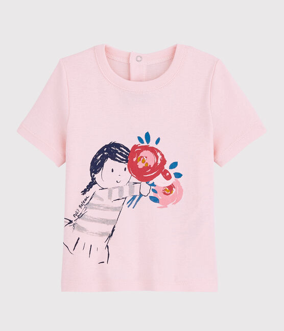 Tee-shirt manches courtes bébé fille rose MINOIS