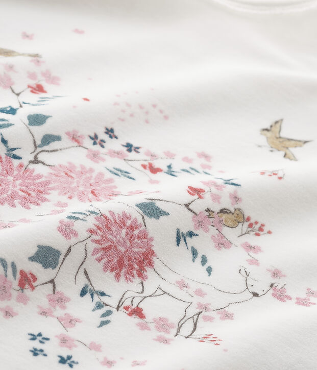 Pyjama fille &agrave; motif en bouclette velours blanc/jaune