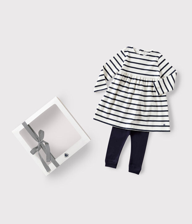 Ensemble robe marini&egrave;re en coton b&eacute;b&eacute; multicouleur