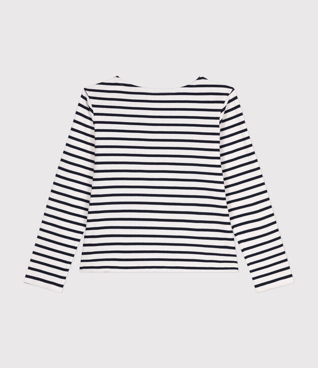 Marini&egrave;re boutonn&eacute;e en coton Femme blanc/bleu