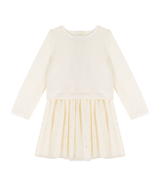 Robe bi-matière enfant fille blanc MARSHMALLOW