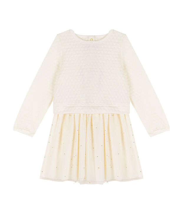 Robe bi-mati&egrave;re enfant fille blanc