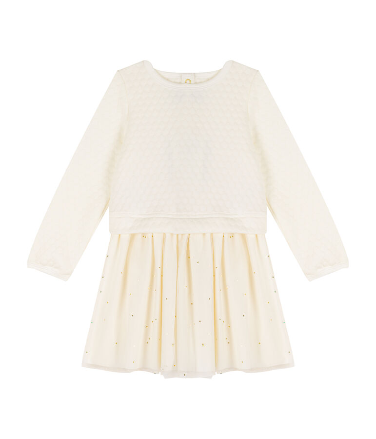 Robe bi-mati&egrave;re enfant fille blanc