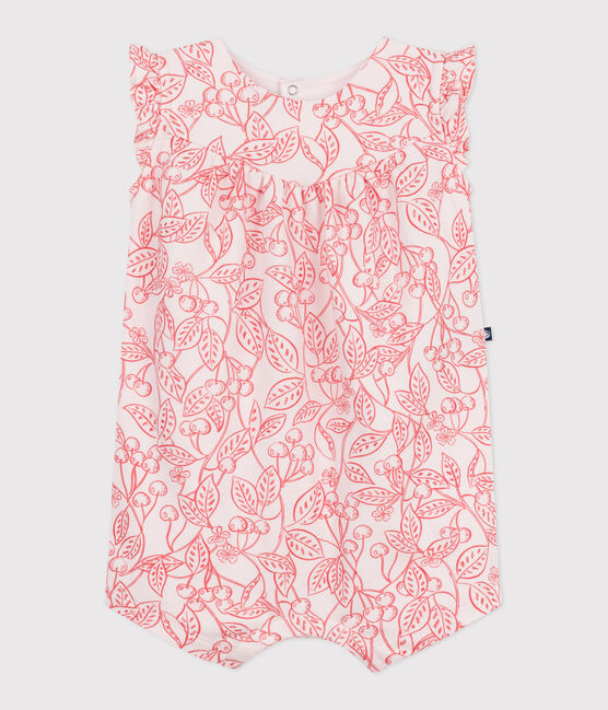 Combicourte bébé en coton sans maches, imprimée cerises roses rose FLEUR/ SPI