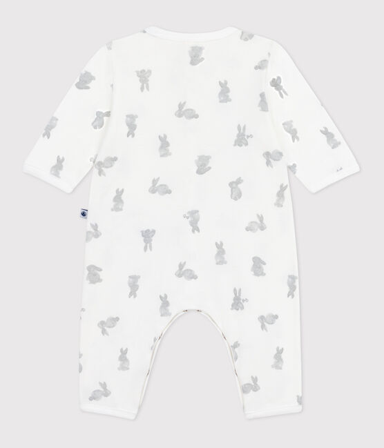 Pyjama bébé sans pieds en coton imprimé lapin blanc MARSHMALLOW/gris GRIS