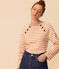 Marinière boutonnée en coton Femme rose AVALANCHE/blanc SIENNA