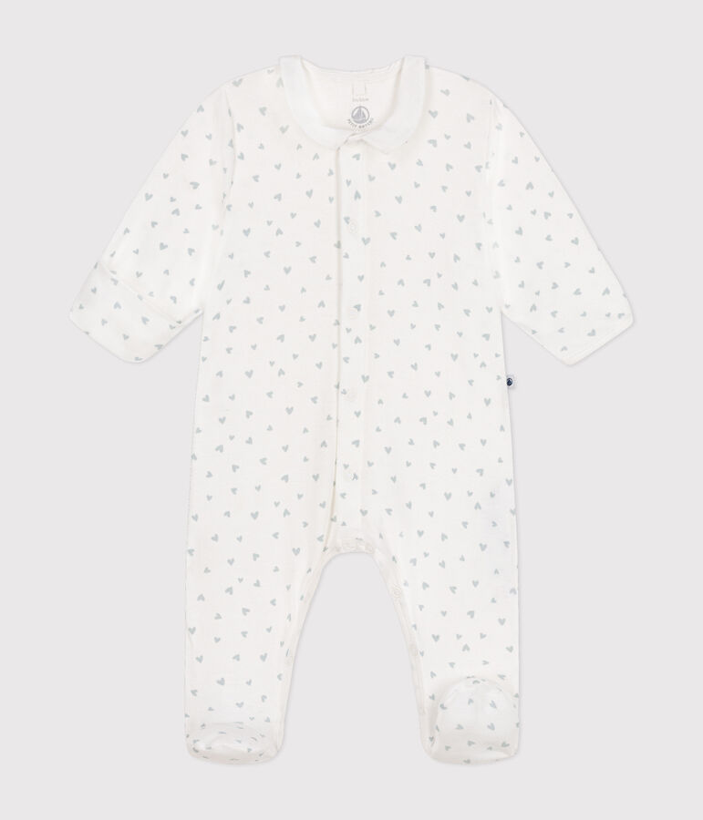 Pyjama imprim&eacute; en coton b&eacute;b&eacute; bleu MARSHMALLOW/blanc GOMME