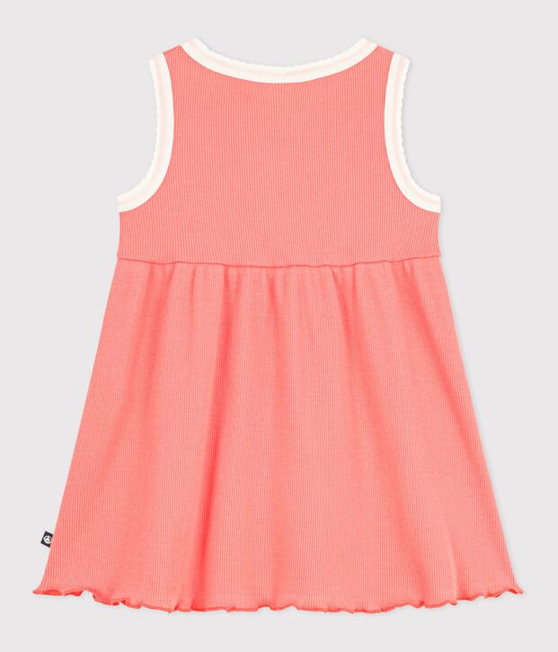 Robe b&eacute;b&eacute; en coton sans manches, unie corail