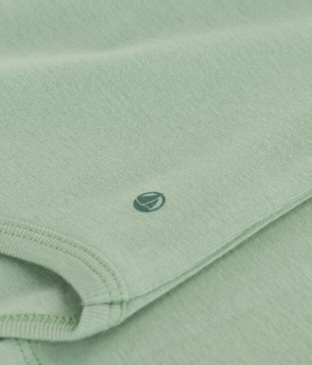 Body b&eacute;b&eacute; col roul&eacute; en coton uni vert