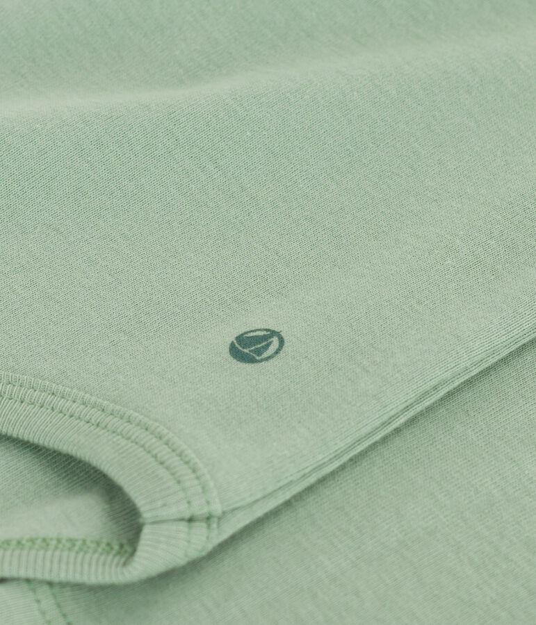 Body b&eacute;b&eacute; col roul&eacute; en coton uni vert SAULE