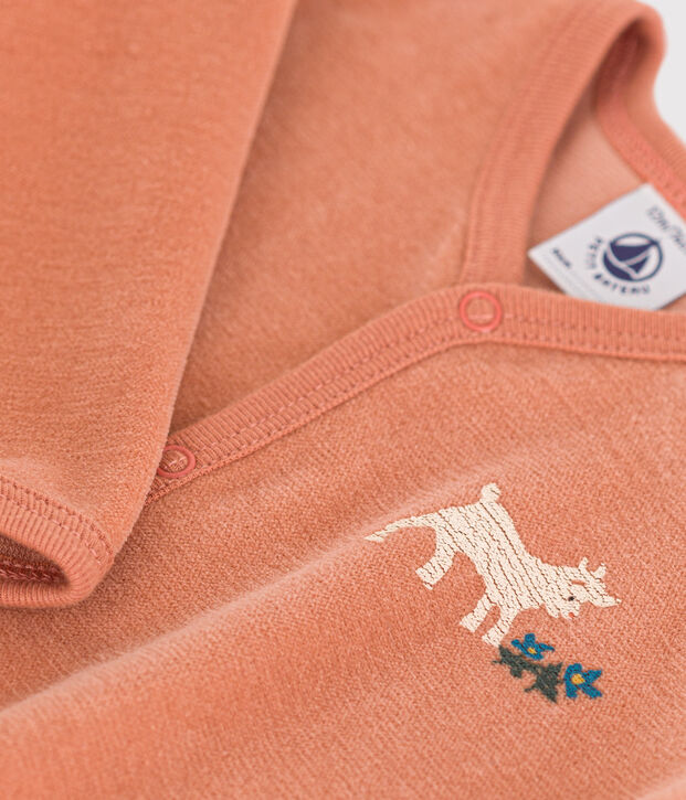 Pyjama b&eacute;b&eacute; en velours rose