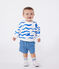 Sweat bébé en coton, imprimé requin bleu MARSHMALLOW/ PORCELANA