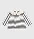 Blouse bébé en coton manches longues, marinière et col cœurs