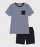 Pyjama short enfant en coton à rayures bleu MEDIEVAL/blanc MULTICO
