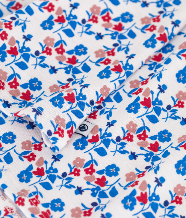 Chemise de nuit enfant en coton et lyocell fleurie blanc/multicouleur