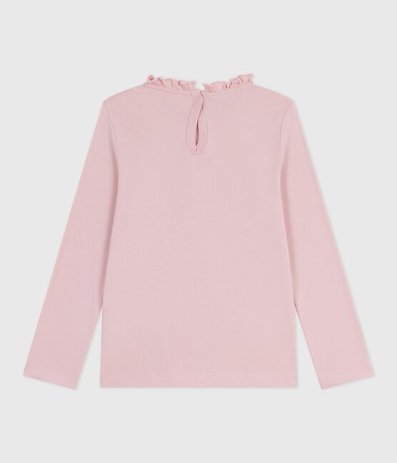 Tee-shirt enfant manches longues en coton uni rose JOLI