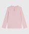 Tee-shirt enfant manches longues en coton uni rose JOLI