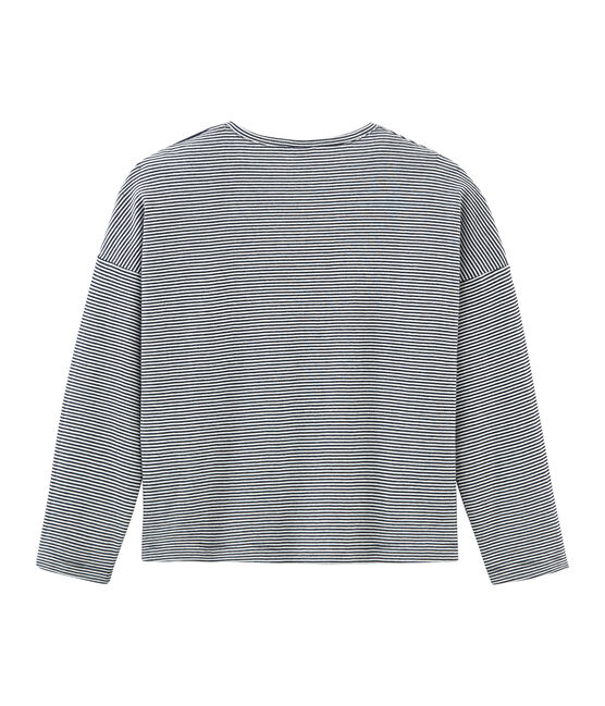 Tee-shirt à manches longues enfant fille bleu SMOKING/blanc MARSHMALLOW