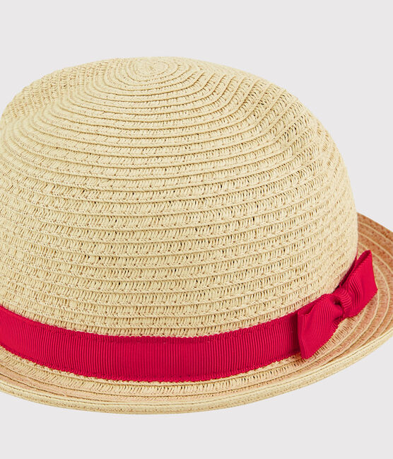 Chapeau de paille enfant fille rose NATUREL