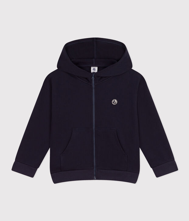 Sweatshirt zipp&eacute; &agrave; capuche enfant gar&ccedil;on bleu marine