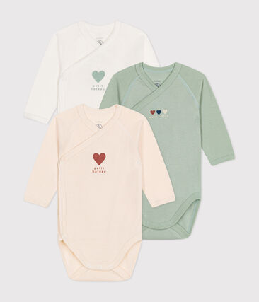 Lot de 3 bodies croisés manches longues en coton bébé