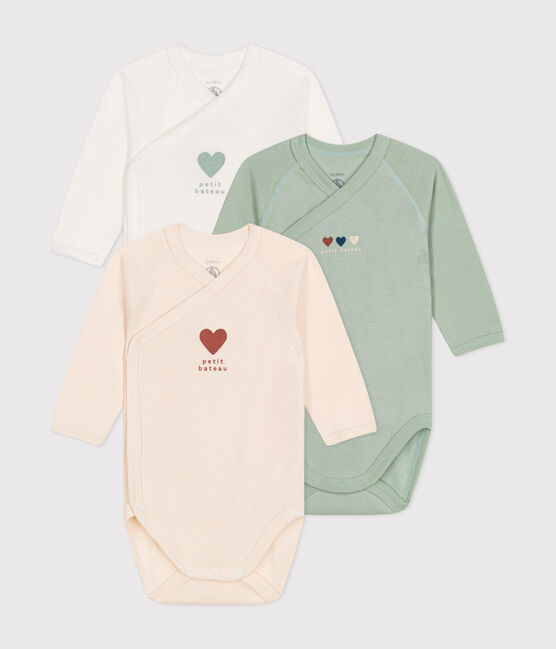 Lot de 3 bodies croisés manches longues en coton bébé variante 1