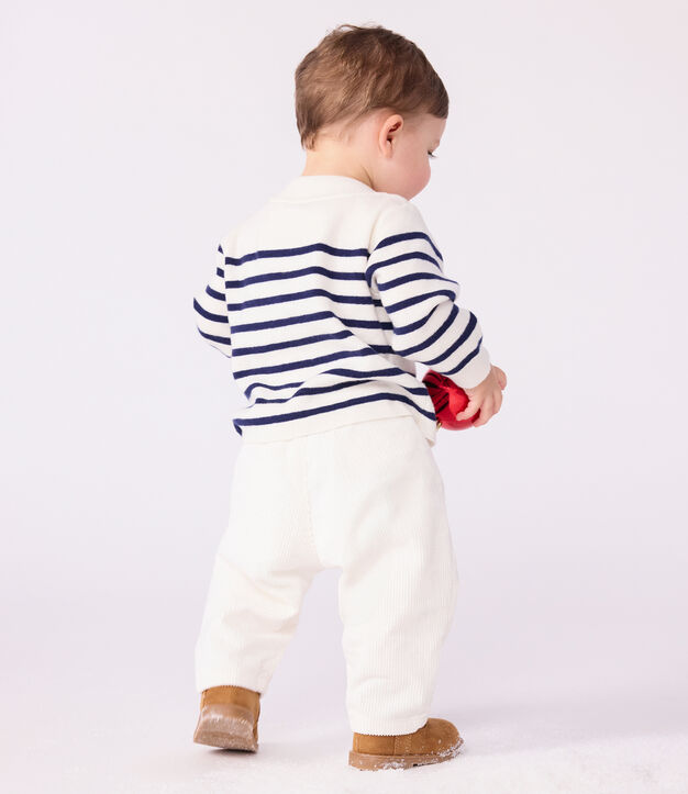 Pull marin b&eacute;b&eacute; en laine et coton &agrave; rayures bleu/bleu