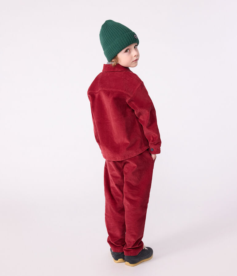 Chemise enfant en velours unie rouge AMARANTE