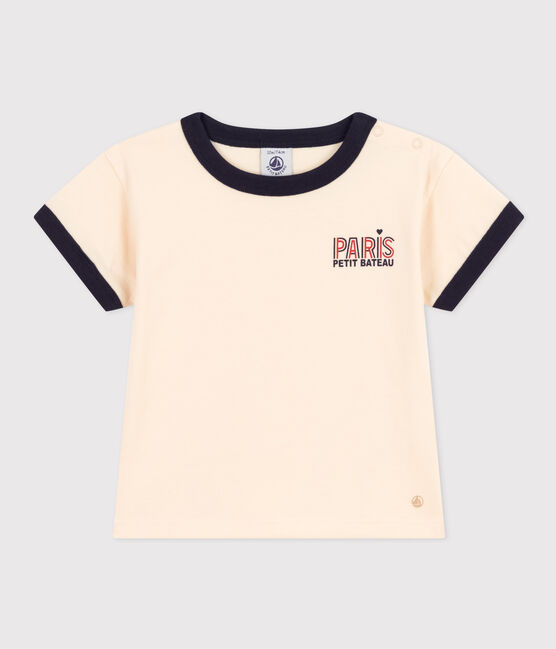 Tee-shirt manches courtes en jersey léger bébé blanc AVALANCHE/bleu SMOKING