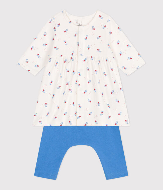 Robe bébé et legging en coton blanc MARSHMALLOW/blanc MULTICO