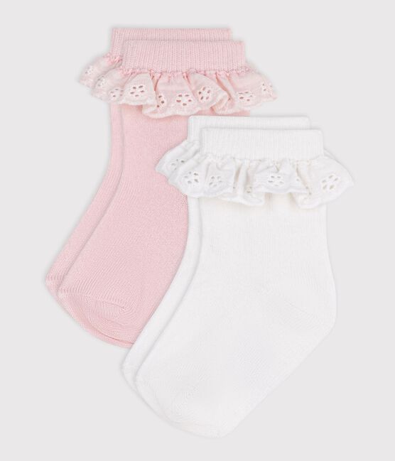 2 paires de chaussettes bébé en coton avec volants variante 1