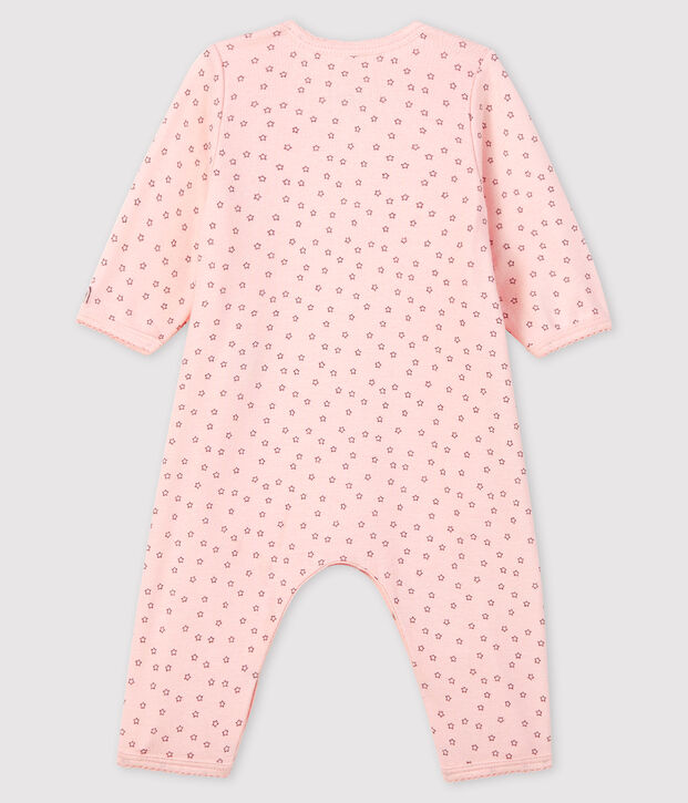 Bodyjama sans pieds petites &eacute;toiles b&eacute;b&eacute; fille en coton biologique rose/gris