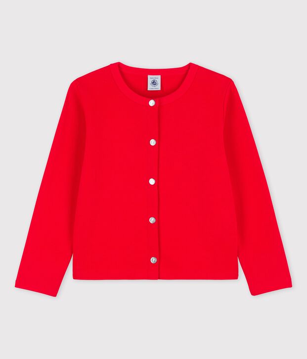 Cardigan en coton enfant fille rouge