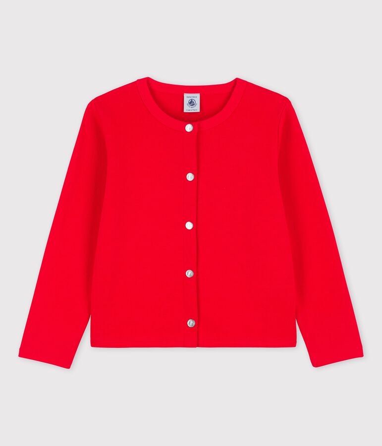 Cardigan en coton enfant fille rouge PEPS