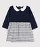 Robe manches longues bébé bimatière bleu SMOKING/blanc ECUME
