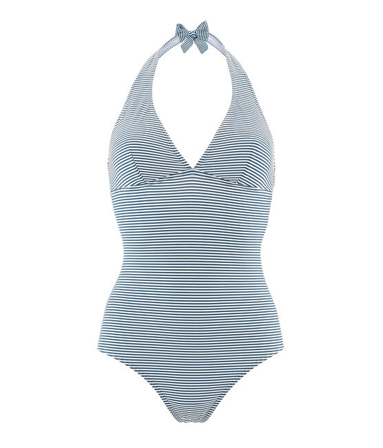 Maillot de bain 1 pièce femme vert PINEDE/blanc MARSHMALLOW