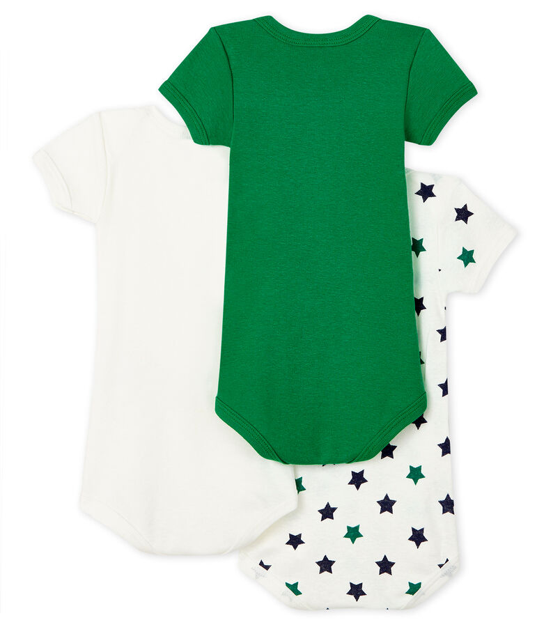 Trio de bodies manches courtes b&eacute;b&eacute; gar&ccedil;on en lin/coton variante 1