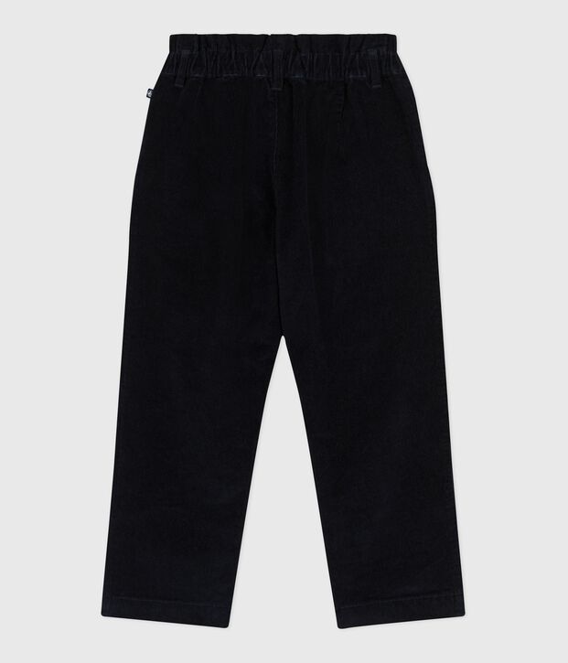Pantalon enfant en velours uni bleu marine