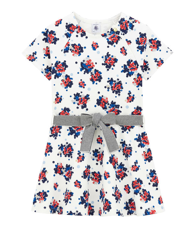 Robe fleurie en molleton blanc/multicouleur