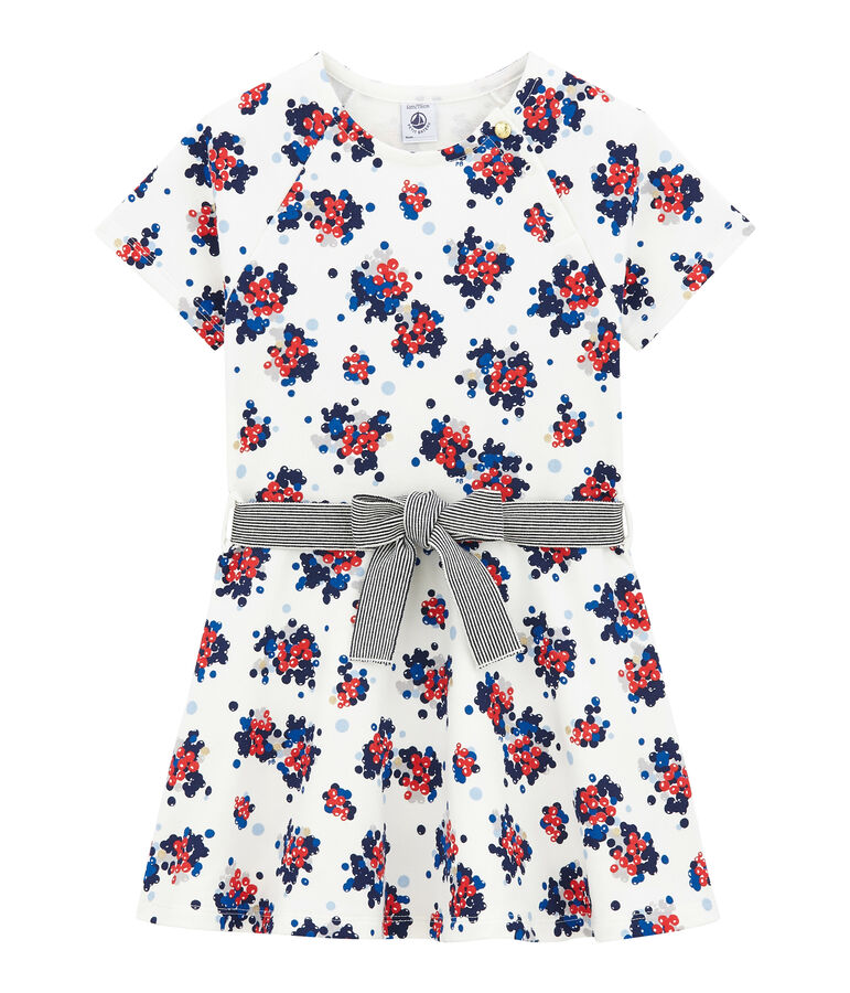 Robe fleurie en molleton blanc MARSHMALLOW/blanc MULTICO