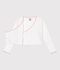 Cardigan cache-c&oelig;ur enfant en coton uni blanc