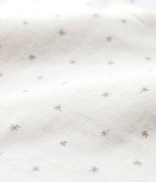 Bavoir blanc &agrave; &eacute;toiles b&eacute;b&eacute; en coton biologique blanc/gris