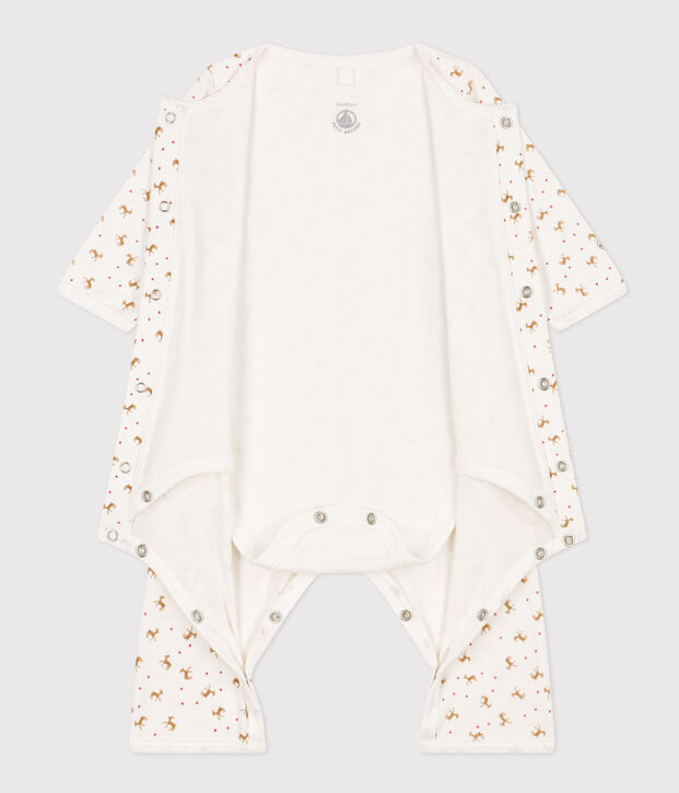 Bodyjama sans pieds b&eacute;b&eacute; en coton blanc/rouge