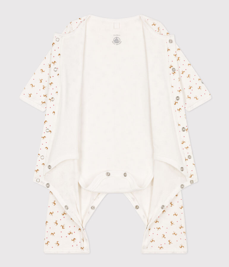 Bodyjama sans pieds b&eacute;b&eacute; en coton rouge MARSHMALLOW/blanc HARISSA