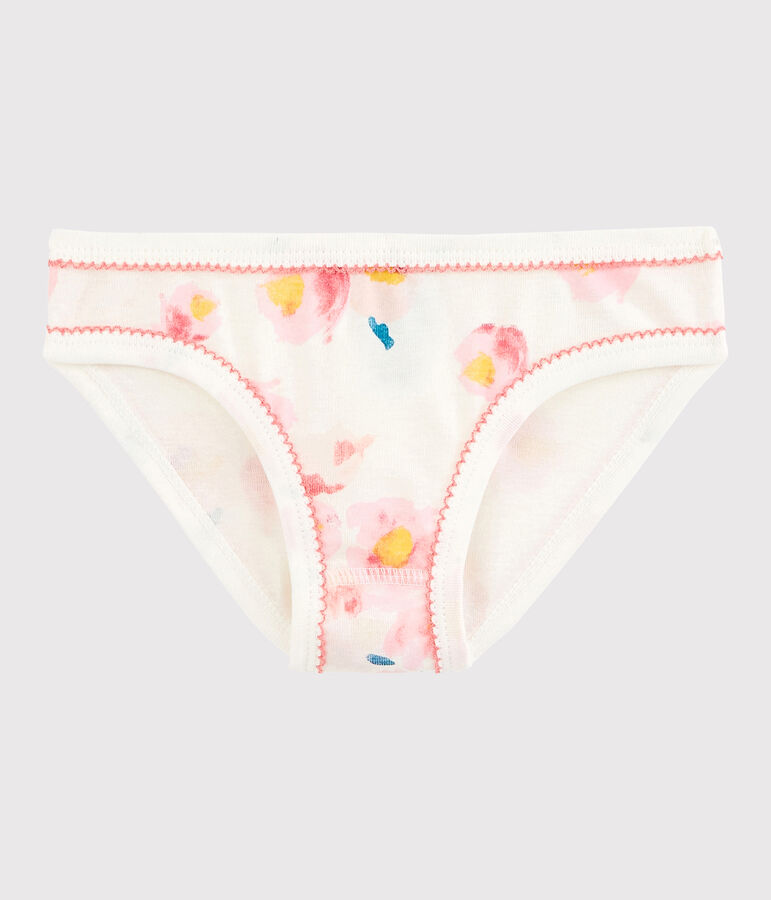 Culotte petite fille en coton blanc/multicouleur