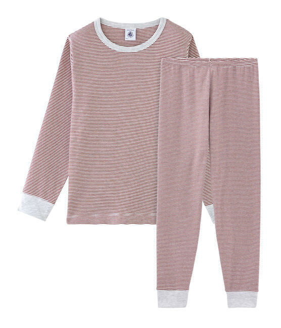 Pyjama petit garçon en côte rouge CARMIN/blanc MARSHMALLOW