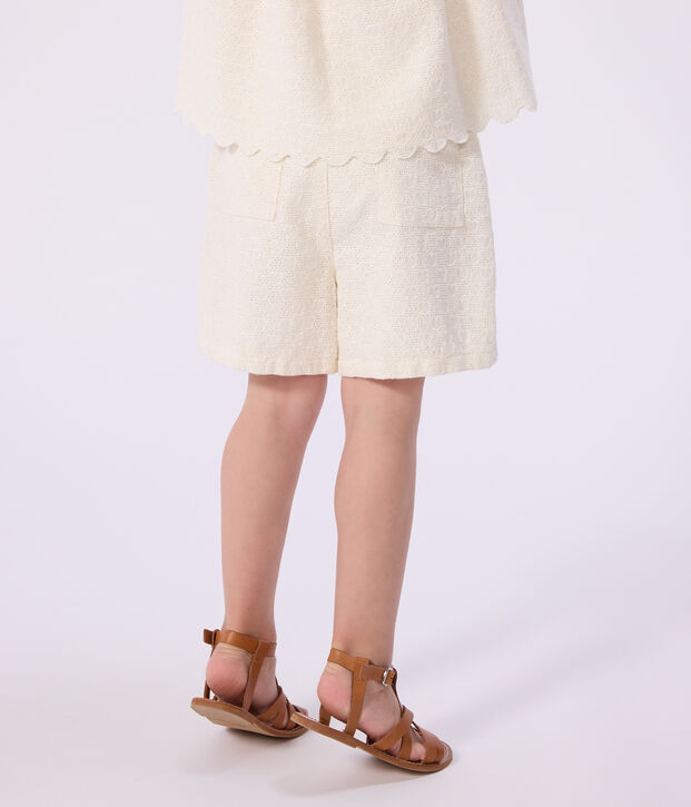 Short enfant en coton motifs c&oelig;urs blanc